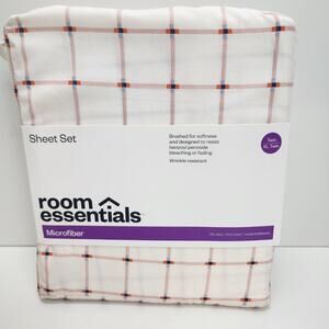 Target Room Essentials Microfiber Pink Grid Twin XL Sheet Set NWT